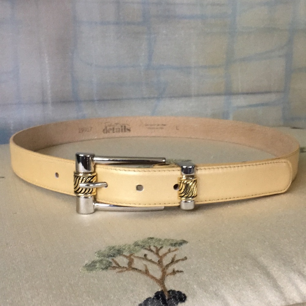 Details Leather Belt & Gold Tone Buckle